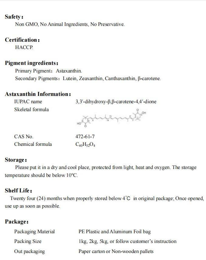 Pure Natural Haematococcus Pluvialis Extract for Enhance Physical Fitness